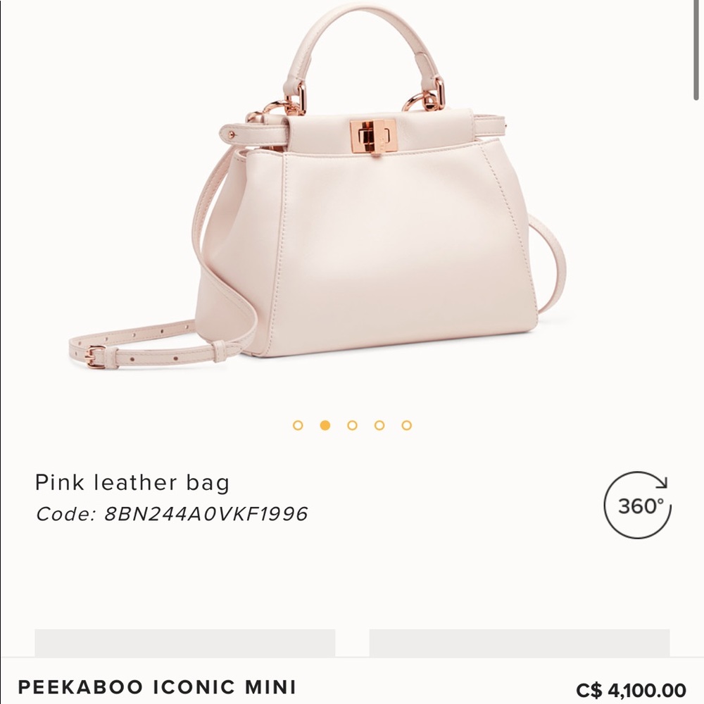 FENDI PEEKABOO ICONIC MINI Pink Leather Bag - Picture 7 of 8
